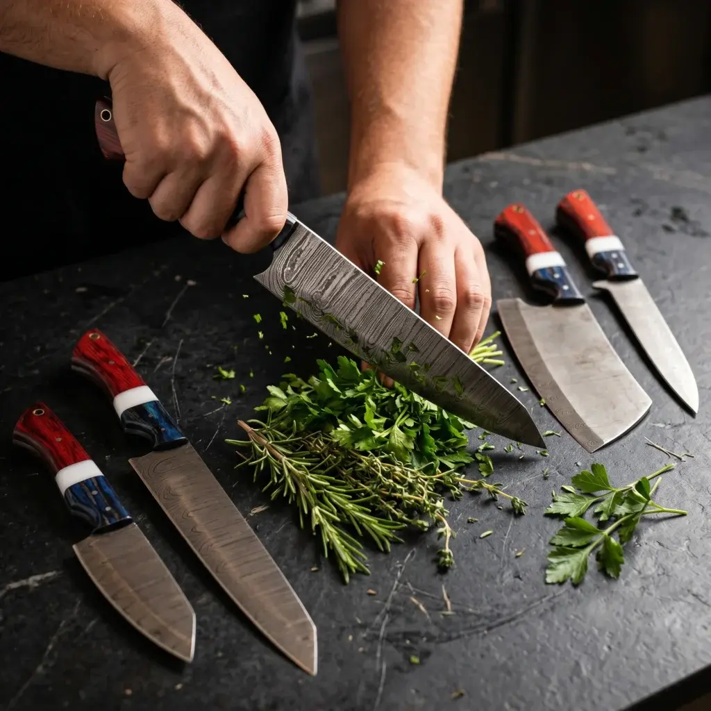 5-Piece Damascus Chef Set &ndash; Handmade Finish