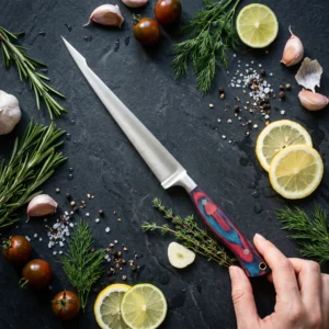 Steel Fillet Knife – Resin And Pakka Wood Handle