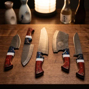 5-Piece Damascus Chef Set – Handmade Finish