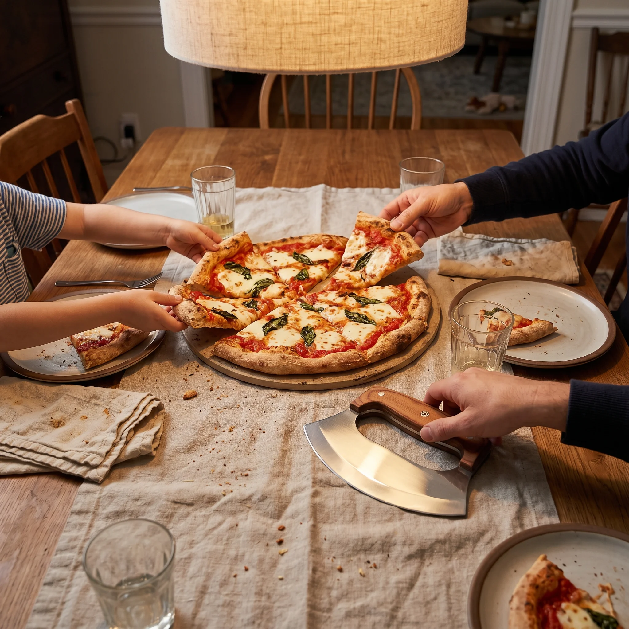 Large Handmade Pizza Cutter – Sass Wood Handle - Image 7