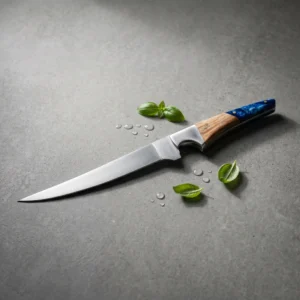 Steel Fillet Knife – Resin And Sass Wood Handle