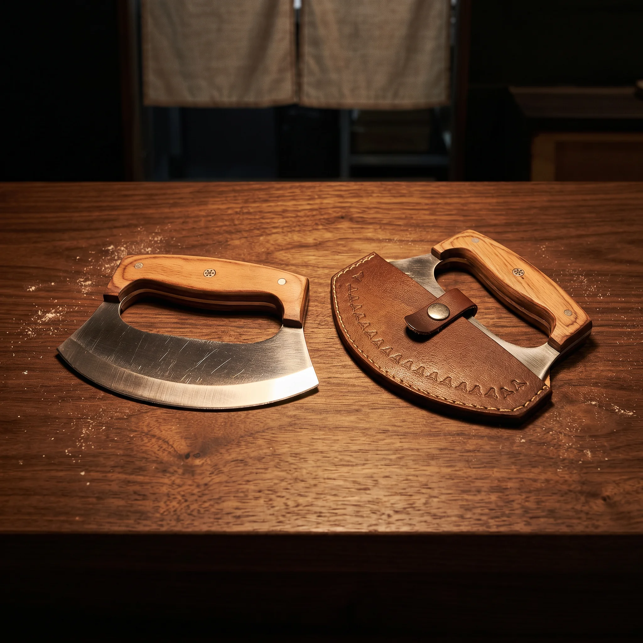 Large Handmade Pizza Cutter – Sass Wood Handle - Image 2