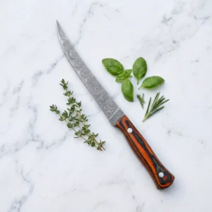 Damascus Fillet Knife – Resin And Pakka Wood Handle