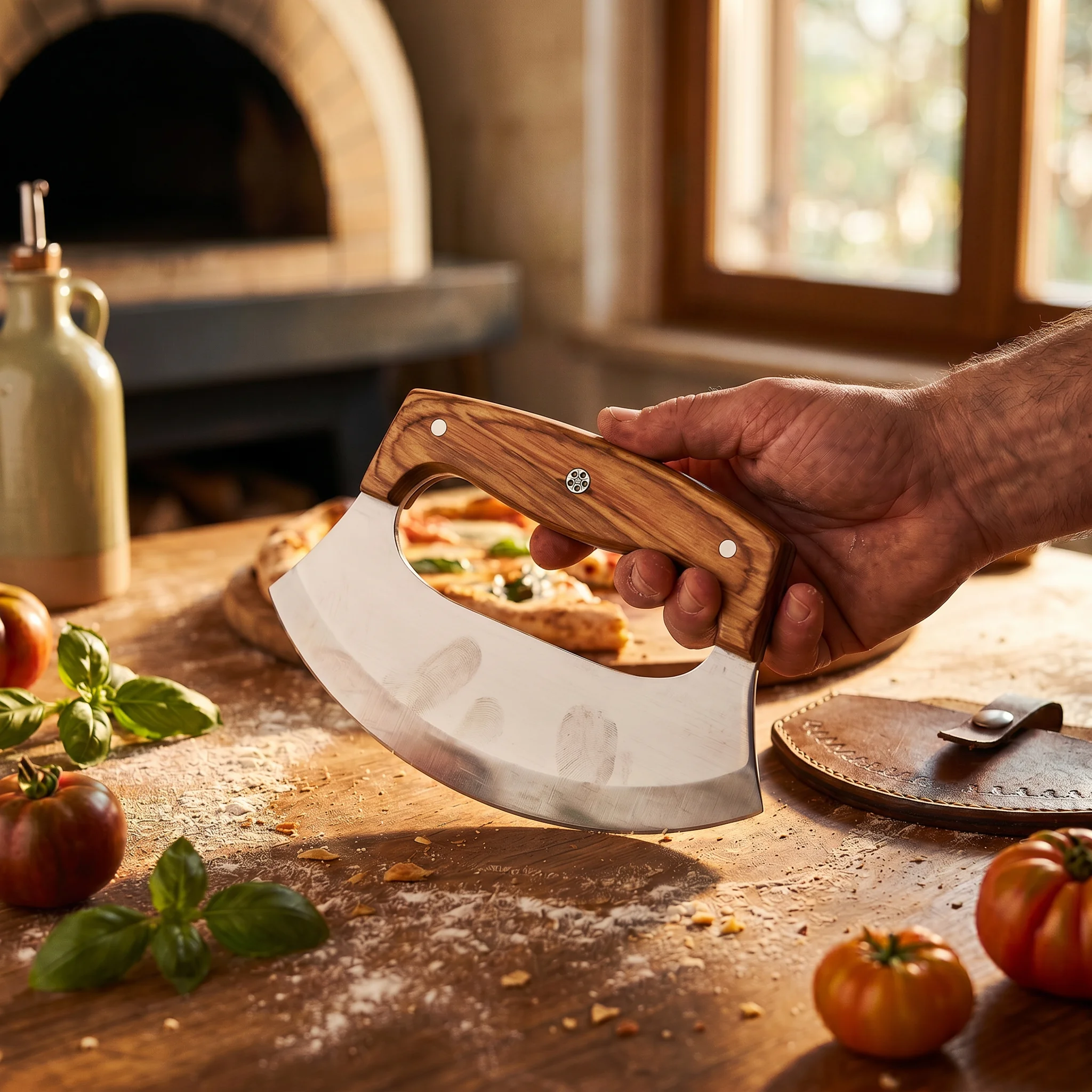 Large Handmade Pizza Cutter – Sass Wood Handle